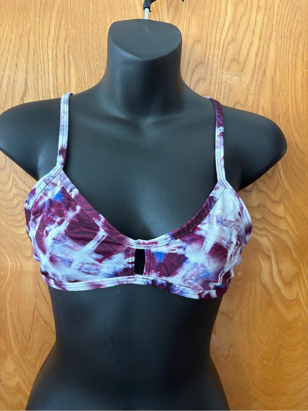 Jolyn Clothing Vent Tie-Dye Bikini top in Purple, White and Blue M